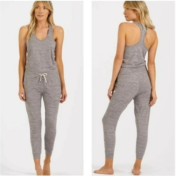 Vuori Pants - Vuori Lux Sleeveless Racerback Jogger Jumpsuit Athleisure Loungewear Grey Medium